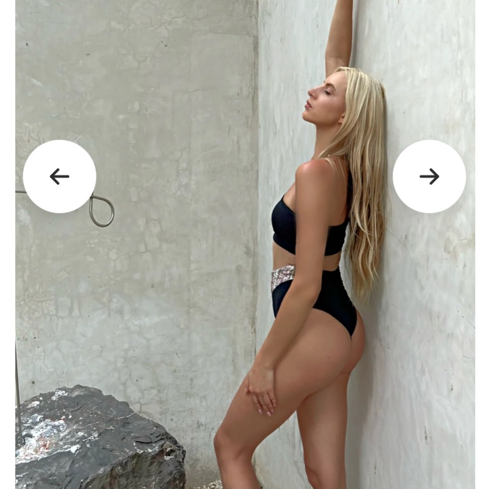 Black and Beige One-Piece Swimsuit - Picture 2 of 10